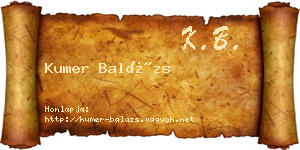 Kumer Balázs névjegykártya